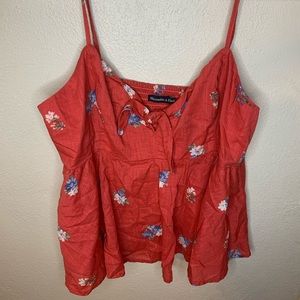 Red floral tank top